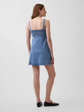 Mini-robe à empiècements en denim