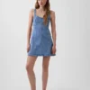 Mini-robe à empiècements en denim