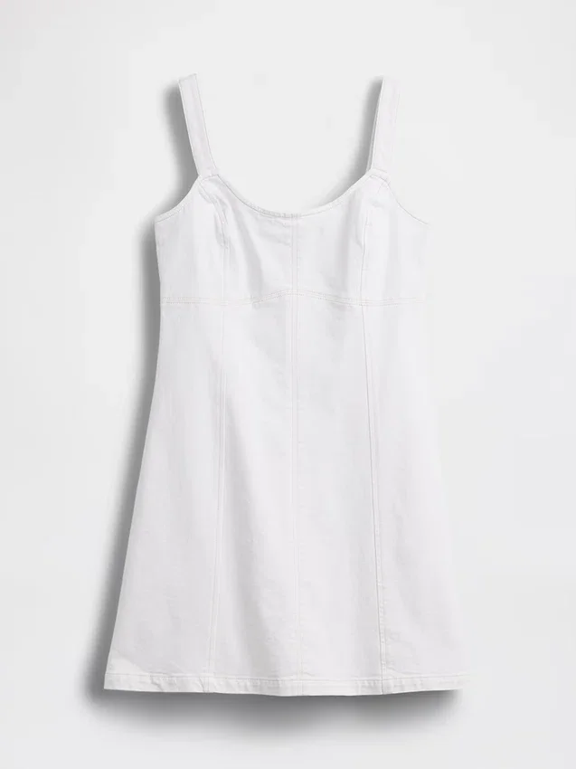 Mini-robe à empiècements en denim