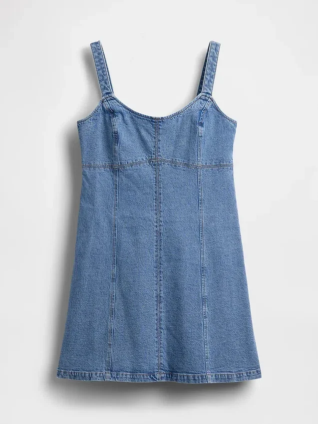 Mini-robe à empiècements en denim