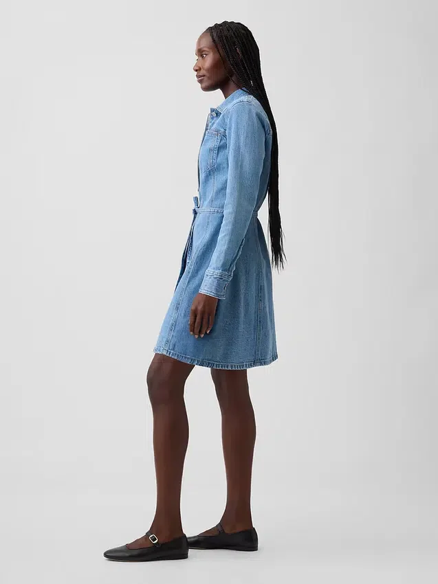 Mini-robe en denim à boutonnage