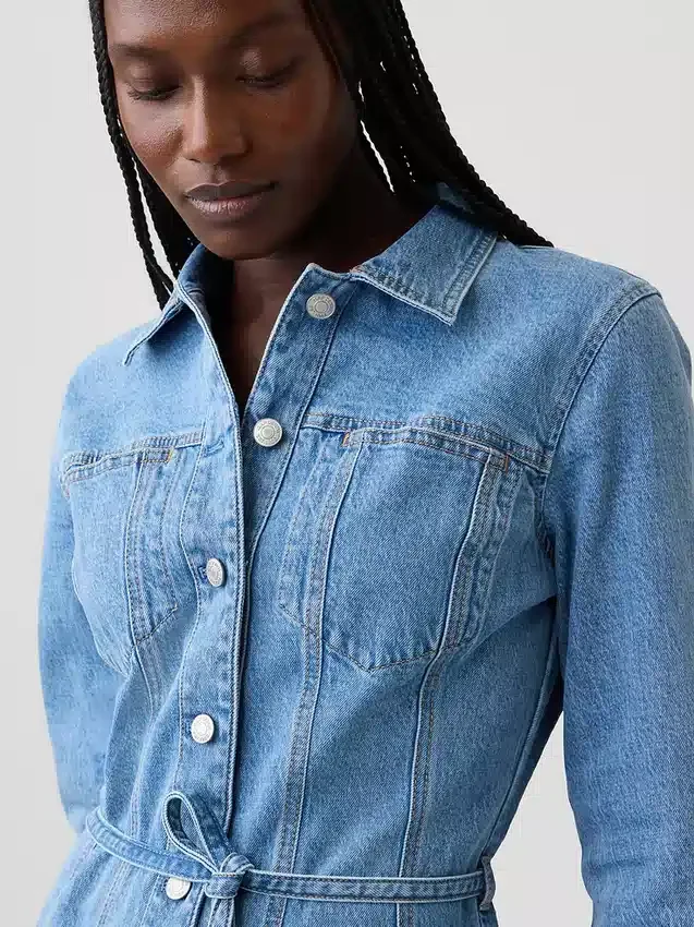 Mini-robe en denim à boutonnage