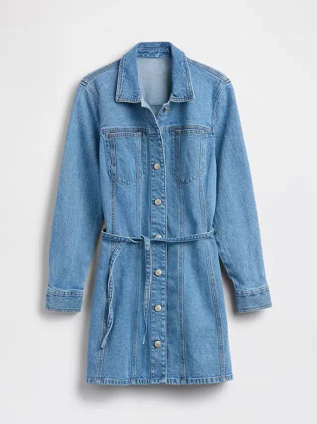 Mini-robe en denim à boutonnage