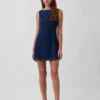 Mini-robe en denim à col bateau