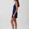 Mini-robe en denim à col bateau