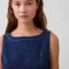 Mini-robe en denim à col bateau