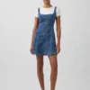 Mini-robe en denim à fermeture éclair sur le devant