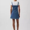 Mini-robe en denim à fermeture éclair sur le devant