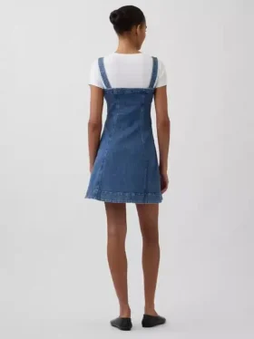 Mini-robe en denim à fermeture éclair sur le devant