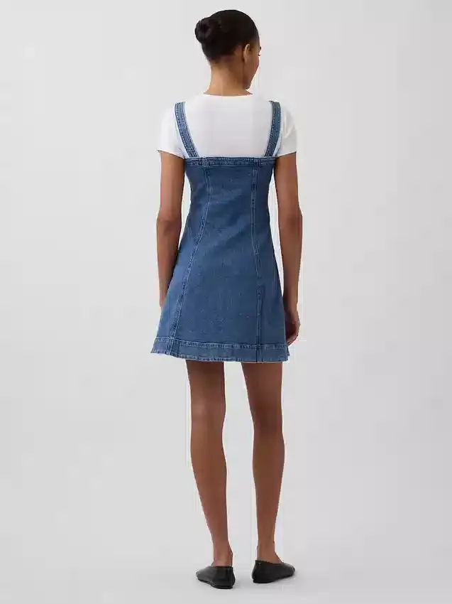 Mini-robe en denim à fermeture éclair sur le devant