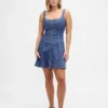 Mini-robe en denim à fermeture éclair sur le devant