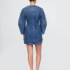 Mini-robe en denim à manches bouffantes
