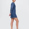 Mini-robe en denim à manches bouffantes