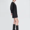 Mini-robe en denim à manches bouffantes