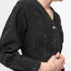 Mini-robe en denim à manches bouffantes