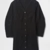 Mini-robe en denim à manches bouffantes