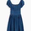 Mini-robe en denim à manches bouffantes pour enfants