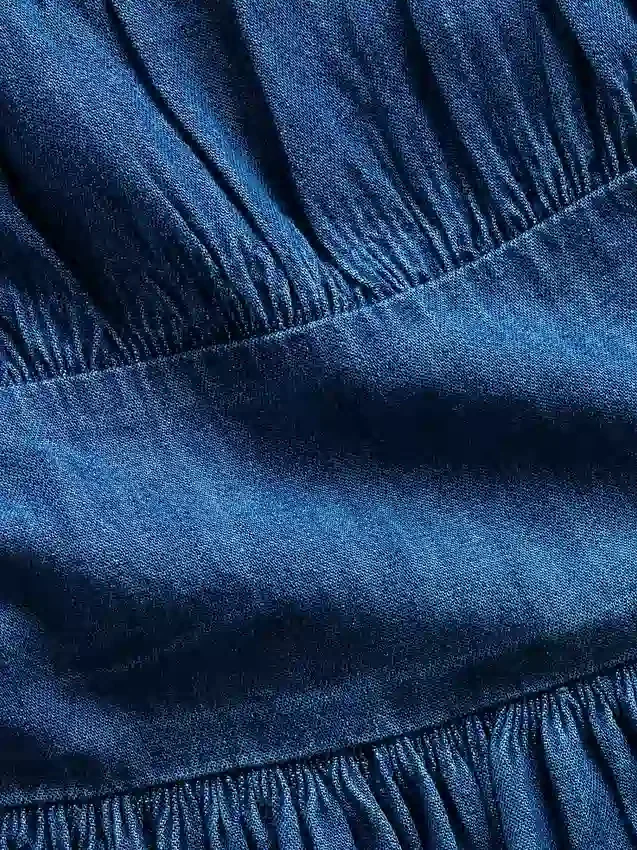 Mini-robe en denim à manches bouffantes pour enfants
