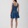Mini-robe en denim à taille basse