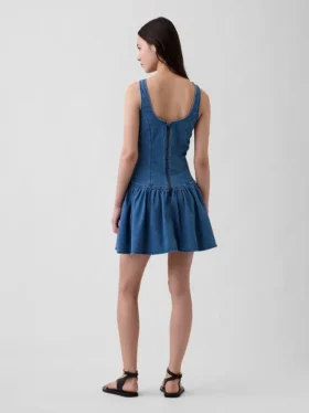 Mini-robe en denim à taille basse