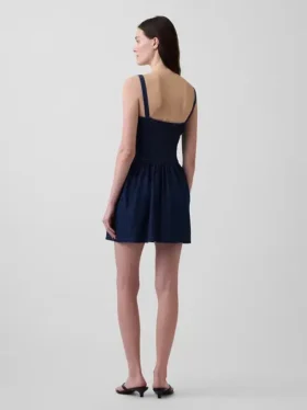 Mini-robe en denim à taille basse