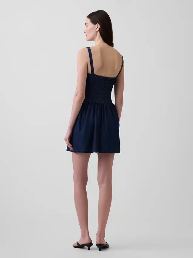 Mini-robe en denim à taille basse