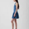 Mini-robe en denim à taille basse