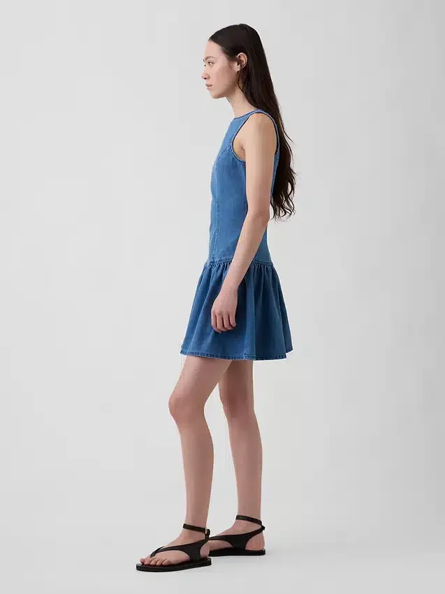 Mini-robe en denim à taille basse