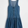 Mini-robe en denim à taille basse