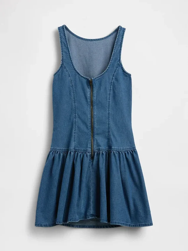 Mini-robe en denim à taille basse