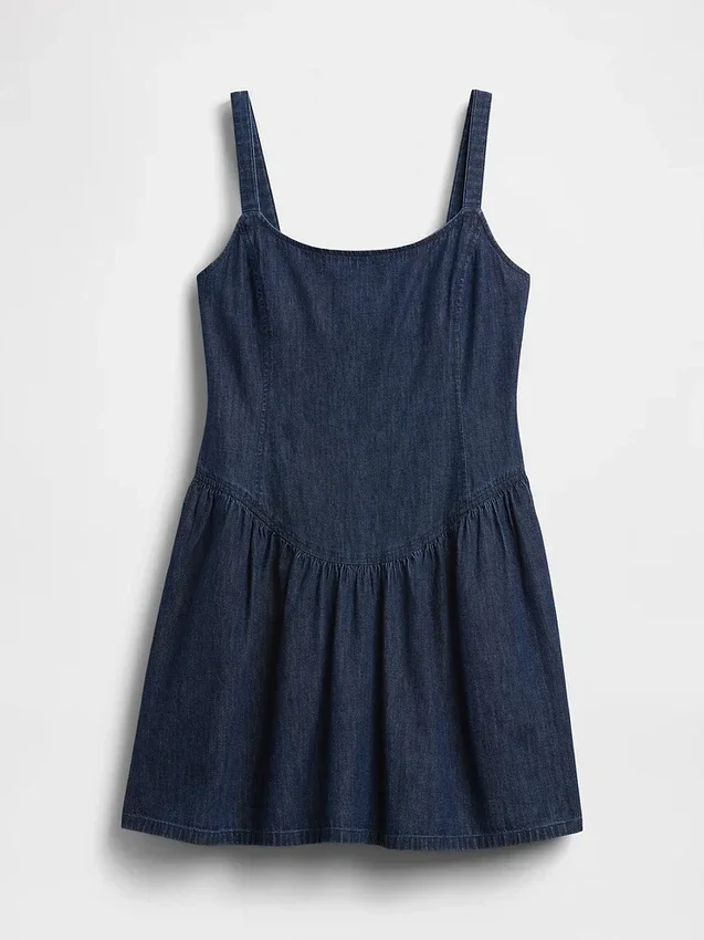 Mini-robe en denim à taille basse