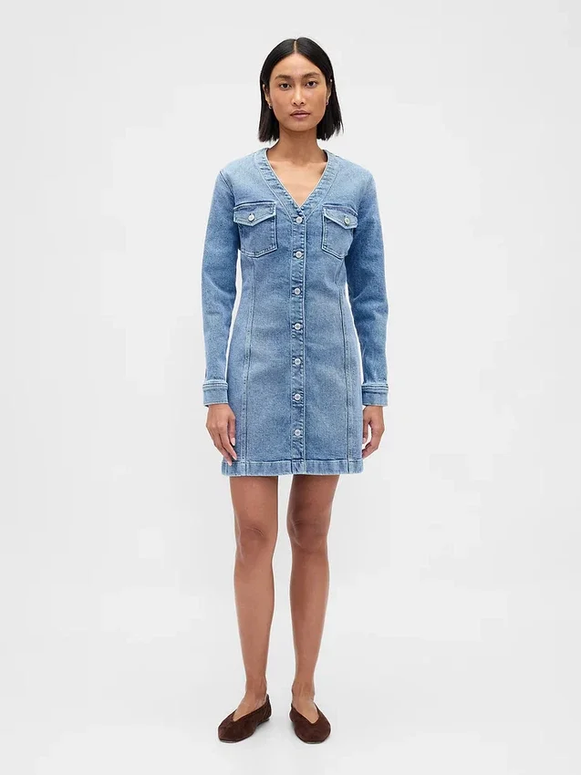 Mini-robe en jean à poches