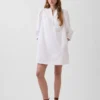 Mini-robe en popeline à col Henley