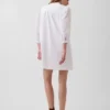 Mini-robe en popeline à col Henley