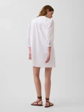 Mini-robe en popeline à col Henley