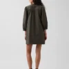 Mini-robe en popeline à col Henley