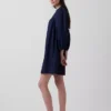 Mini-robe en popeline à col Henley