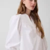 Mini-robe en popeline à col Henley