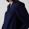 Mini-robe en popeline à col Henley