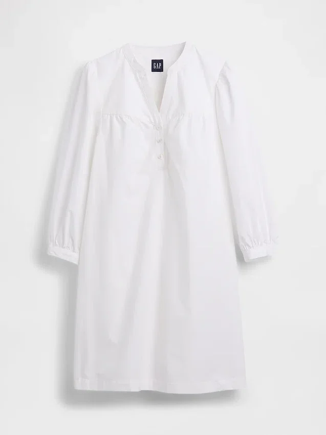 Mini-robe en popeline à col Henley