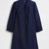 Mini-robe en popeline à col Henley