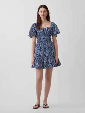 Mini-robe en popeline à manches flottantes