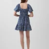 Mini-robe en popeline à manches flottantes