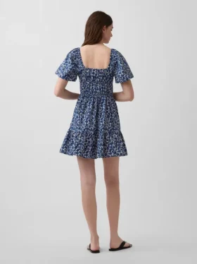 Mini-robe en popeline à manches flottantes