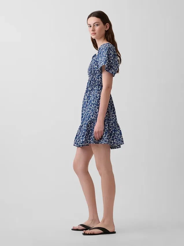 Mini-robe en popeline à manches flottantes