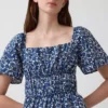 Mini-robe en popeline à manches flottantes
