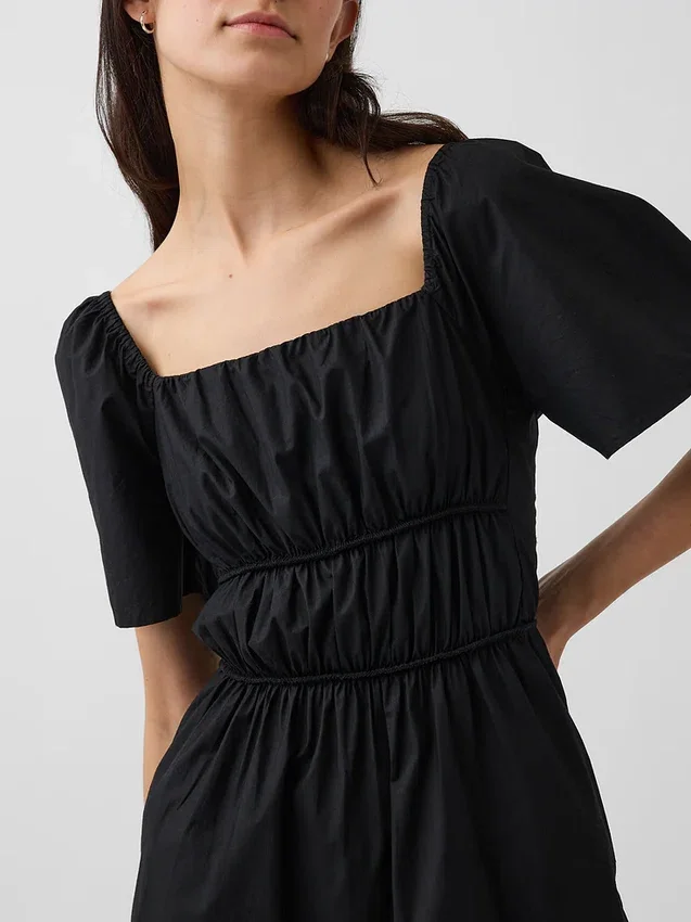 Mini-robe en popeline à manches flottantes