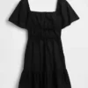 Mini-robe en popeline à manches flottantes