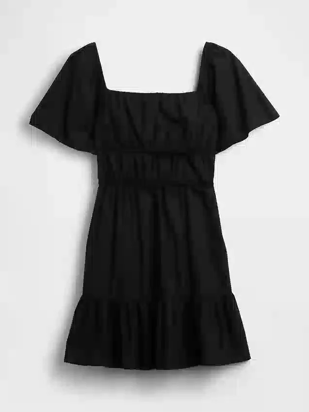 Mini-robe en popeline à manches flottantes