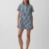 Mini-robe à enfiler en denim rayé